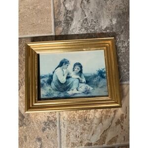Vintage Gold Tone‎ Picture Frame with Two Young Girls Art Print